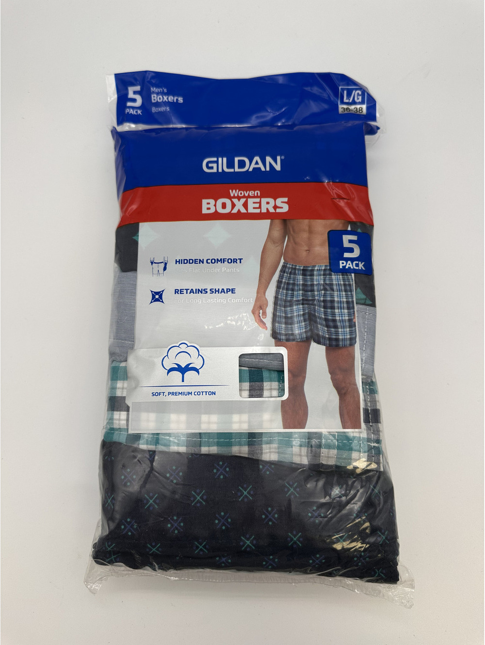 Gildan Men's Woven Boxers 5 Pack - Large 36-38 Waist